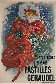 for COUGHING take géraudel tablets VINTAGE poster J chéret FRANCE 24X36 RARE