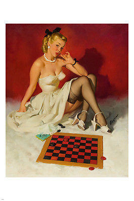 CHECK & DOUBLE CHECK girl & checkerboard POSTER 1949 sexy PIN-UP 24X36