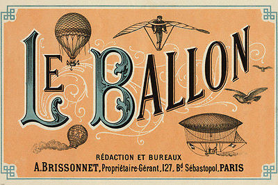LE BALLON POSTER 1883 French Aeronautical Journal RARE HOT NEW-VW0