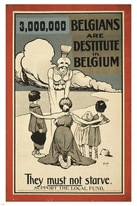 3 MILLION BELGIANS ARE DESTITUTE vintage war poster HUNGER awareness 24X36