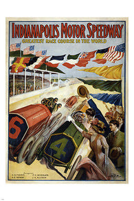 Indianapolis Motor Speedway VINTAGE RACE POSTER 24X36 Fast Cars Crowd FAMED