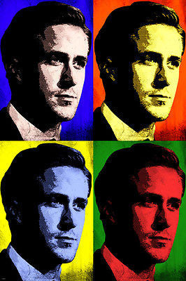 ACTOR RYAN GOSLING CELEBRITY pop art poster multiple images 24X36 INTENSE