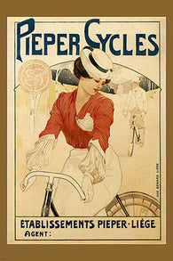 PIEPER BICYCLES Vintage Ad Poster ÉMILE BERCHAMS Belgium 1900 24X36 new rare