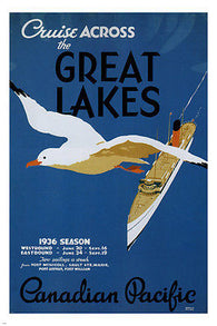 Cruise across the Great Lakes VINTAGE TRAVEL POSTER Canada 1936 24X36 rare