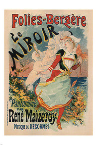 folies-bergère THE MIRROR vintage ad poster JULES chéret FRANCE 1894 24X36