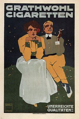 Grathwohl Cigaretten VINTAGE AD POSTER Ludwig Hohlwein GERMANY 1912 24X36 NEW