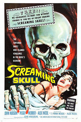 screaming skull VINTAGE movie poster JOHN HUDSON PEGGY WEBBER 24X36 fright