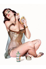 CLASSIC SEXY 1950'S PIN-UP GIRL leggy buxom sheer lingerie perfume 24x36