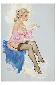 hot pin-up girl with NECKLACE poster 24X36 sparkling dreamy FLIMSY NEGLIGEE