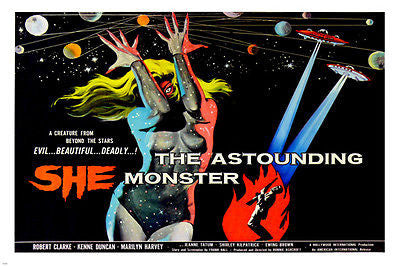 (THE ASTOUNDING) SHE MONSTER movie poster COLORFUL PLANETS EVIL 24X36 -PW0