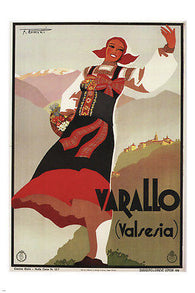 varallo valsesia VINTAGE TRAVEL POSTER filippo romoli ITALY 1936 24X36 rare