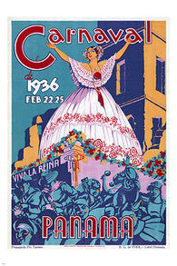 CARNAVAL de Panama 1936 VINTAGE travel poster 24X36 FIESTA QUEEN hot new