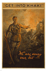 austrailian soldier with rifle 1914 VINTAGE AD POSTER get into khaki 24X36