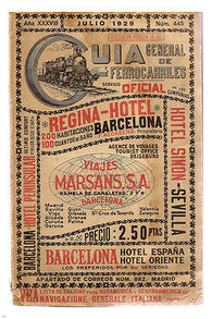 SPANISH VINTAGE railway TIMETABLE 1929 poster 24X36 aged COLLECTORS new