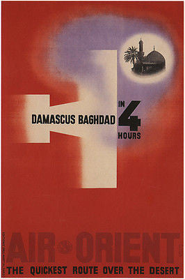 DAMASCUS-BAGHDAD Francis Bernard FRANCE 1932  vintage ad poster 24X36 RARE