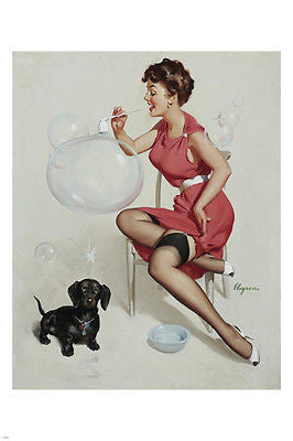 NEAT TRICK 1958 poster 24X36  titillating SEXY LEGGY girl blowing BUBBLES