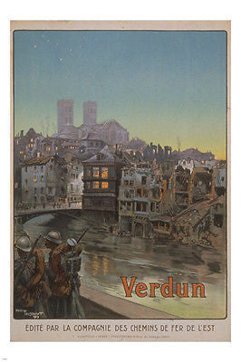 FRANCE the battle of VERDUN 1916 by MAURICE TOUSSAINT war poster 24X36 RARE