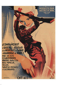 HELPING HOSPITALS w/ BLOOD vintage poster SPAIN 1936 24X36 WAR TIME unique!