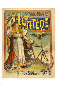vintage ad poster ACATENE METROPOLE BICYCLE rare prized STYLE 24X36 FRENCH