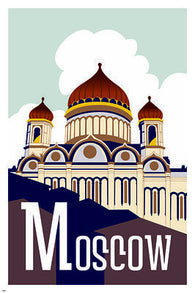 MOSCOW Vintage Travel Poster 24X36 ONION DOMES Architecture COLLECTORS NEW