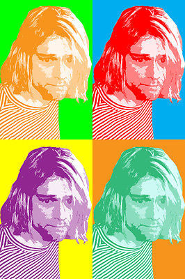 KURT KOBAIN celebrity singer POP ART poster multiple images 24X36 COLORFUL