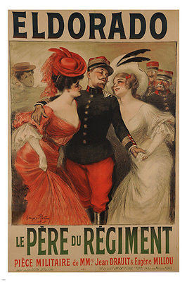 LE PERE DU REGIMENT-MILITARY THEATRICAL PLAY 1905 24X36 VINTAGE CLASSIC
