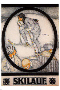 DAVOS SKIING VINTAGE POSTER burkhard mangold switzerland 1917 24X36 sporty