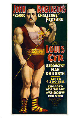 louis cyr STRONGEST MAN ON EARTH vintage poster 1898 24X36 bodybuilding GYM