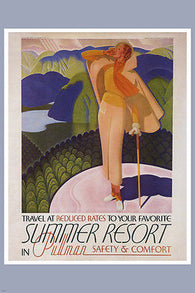 summer resort VINTAGE TRAVEL POSTER W WELSH us 1935 24X36 RARE ART PRINT