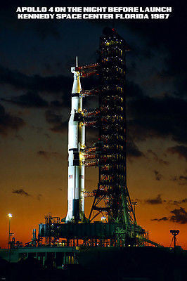 RARE Apollo 4 Night Before Launch Poster KENNEDY SPACE CENTER Florida 1967