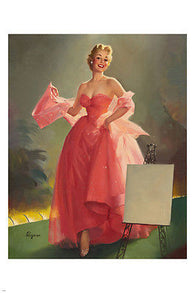 PIN-UP GIRL PAINTING poster 24X36 SEXY gown GLAMOROUS blonde SOFT light