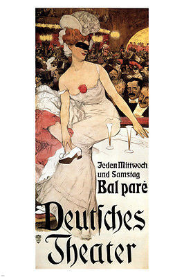 bal paré DEUTSCHES THEATER vintage poster A Münzer Germany 1905 24X36 GEM