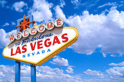 WELCOME TO LAS VEGAS SIGN poster bright red letters BLUE SKY sunshine 24X36