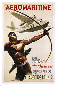 aeromaritime ad poster vintage albert brenet france 1950 24X36 collectors
