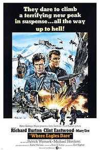 WHERE EAGLES DARE movie poster Richard Burton Clint Eastwood 24X36 ADVENTURE