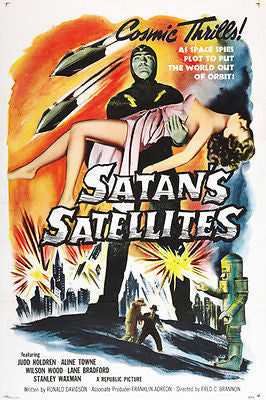 satans satellites VINTAGE MOVIE POSTER cosmic thrills 24X36 spooky campy