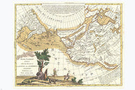 1776 MAP OF CALIFORNIA & WESTERN PARTS OF US POSTER vintage very rare 24x36