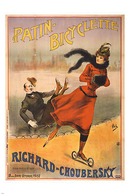 patin bicyclette vintage ad poster by JEAN DE PALEOLOGUE winter 24X36 FRENCH