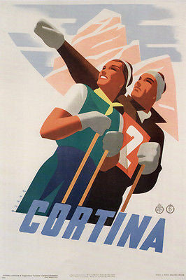 CORTINA vintage travel poster MARIO PUPPO ITALY 1938 24X36 HOT COLLECTORS