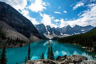 BEAUTIFUL NATURE PIC EMERALD MORAINE LAKE turquoise water pines 24X36