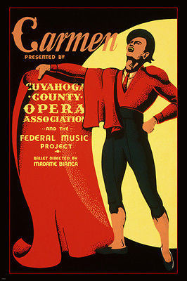 Cuyahoga County Opera presents CARMEN WPA POSTER 1939 24X36 COLORFUL unique