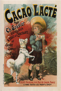cacao lacte Lucien Lefèvre France VINTAGE AD POSTER boy & dog 24X36 RARE