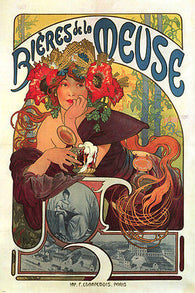 VINTAGE 1900's FRENCH POSTER advertisement bieres de la meuse 24x36