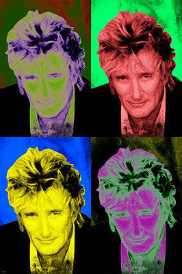 ROD STEWART celebrity singer POP ART POSTER multiple images 24X36 rare NEW