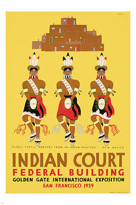 PUEBLO TURTLE DANCERS New Mexico VINTAGE WPA Poster SAN FRANSISCO 1939 24X36