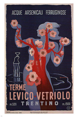 Spa Levico Vetriolo VINTAGE POSTER Giuseppe Riccobaldi Italy 1950 24X36 HOT