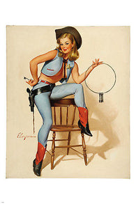 I HOLD THE KEYS COWGIRL poster 24X36 1967 boots hat gun NO BRA sexy pin-up