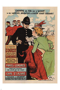 western RAILROAD line VINTAGE train poster J A GRUN france 1899 24X36 RARE