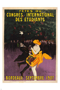 international student congress party VINTAGE AD POSTER BORDEAUX 24X36 DANCE