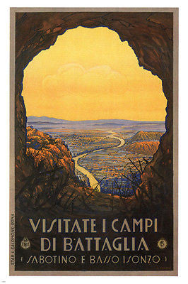 VISIT THE BATTLEFIELDS vintage travel POSTER Amos Scorzon Italy 1928 24X36